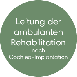 Ein gestalterische Element in Form eines Kreises, mit der Info, dass Lisa Wolff als Leitung der ambulanten Rehabilitation tätig war.